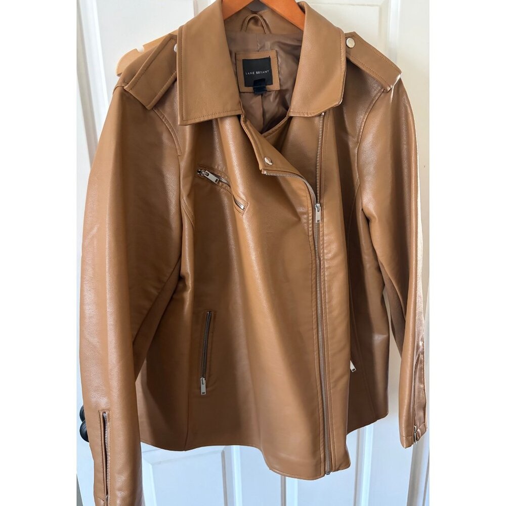 Lane Bryant Faux Leather Moto Jacket 22/24 Camel - Picture 4 of 12